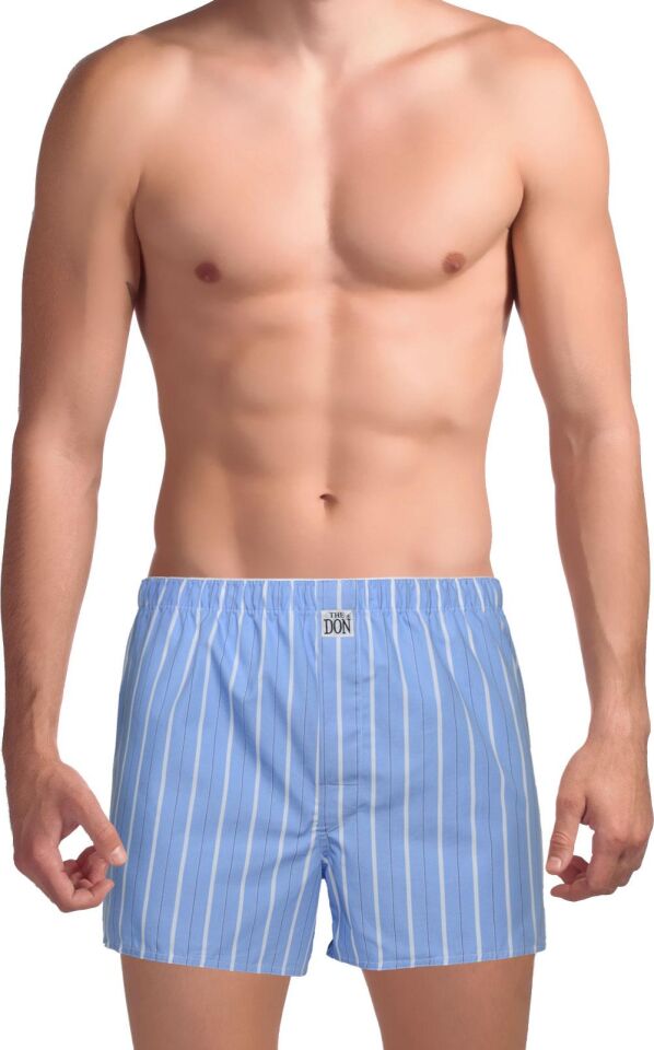 The DON Poplin Erkek Boxer Serin Mavi Çizgili