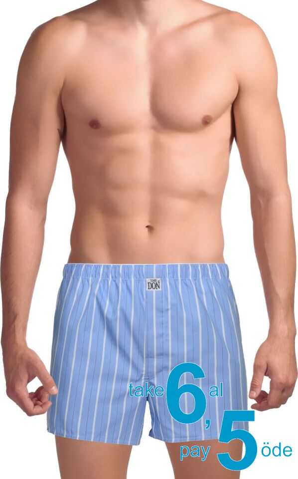 The DON Poplin Erkek Boxer Serin Mavi Çizgili