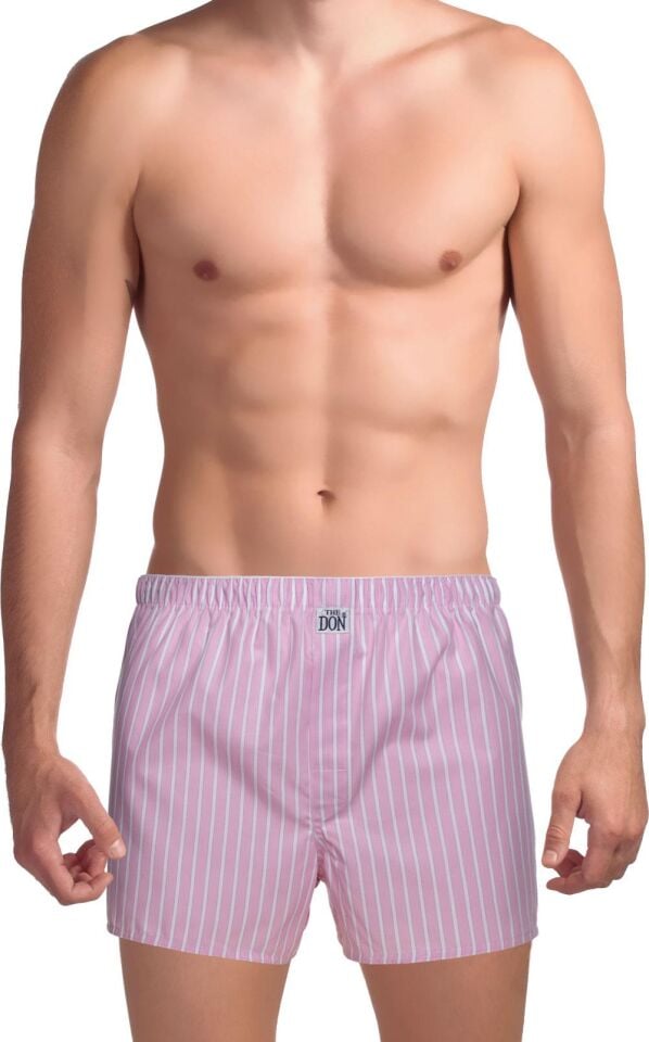 The DON Poplin Erkek Boxer Pembe Portal Çizgili