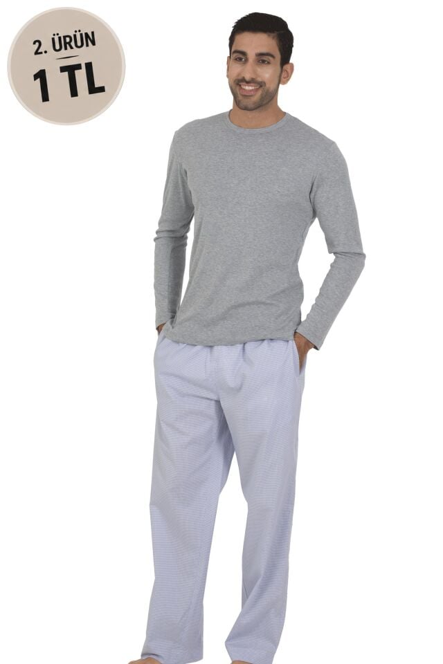 The DON Ribana Erkek Pijama Takımı Gri Kırçıllı