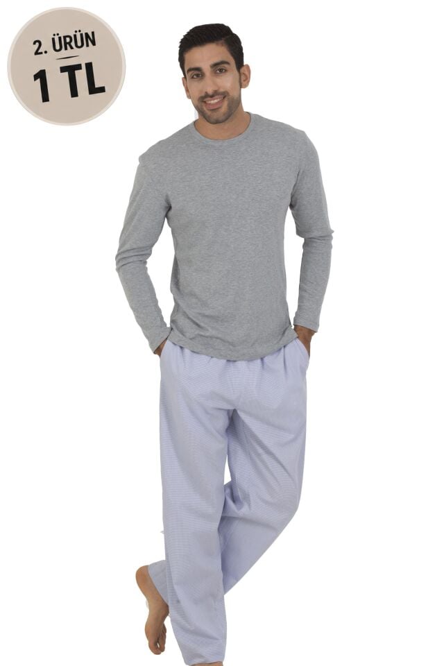 The DON Ribana Erkek Pijama Takımı Gri Kırçıllı