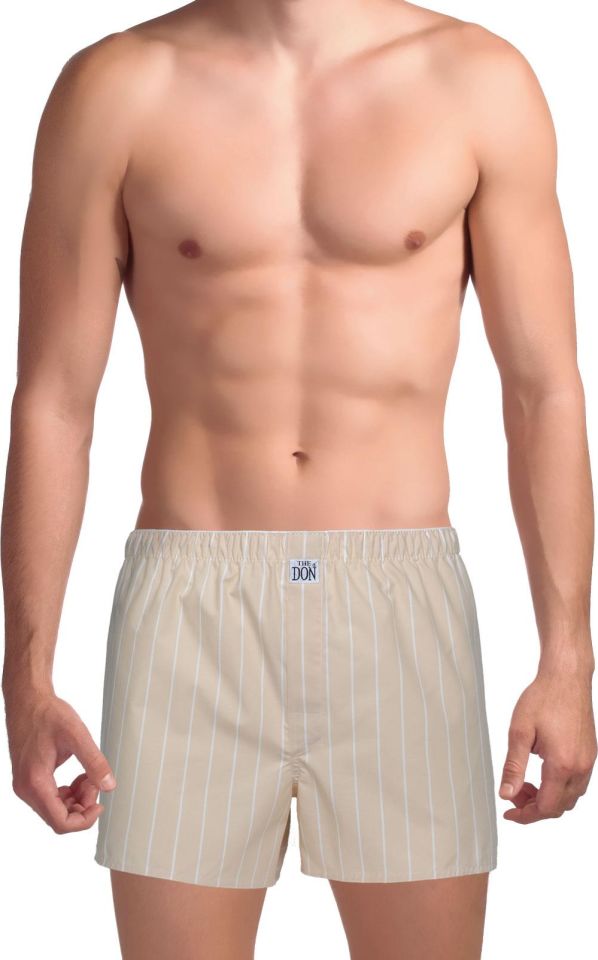 The DON Poplin Erkek Boxer Pastel Krem Çizgili