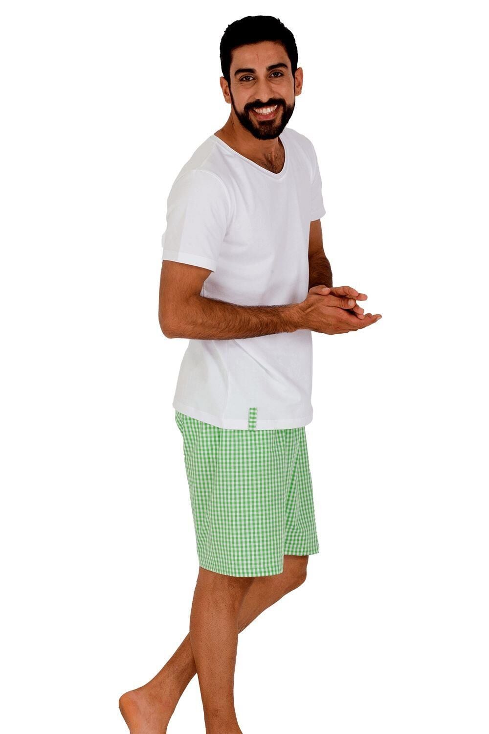 The DON Aile Erkek Poplin Şort-Penye Tişört Takımı Desen 4