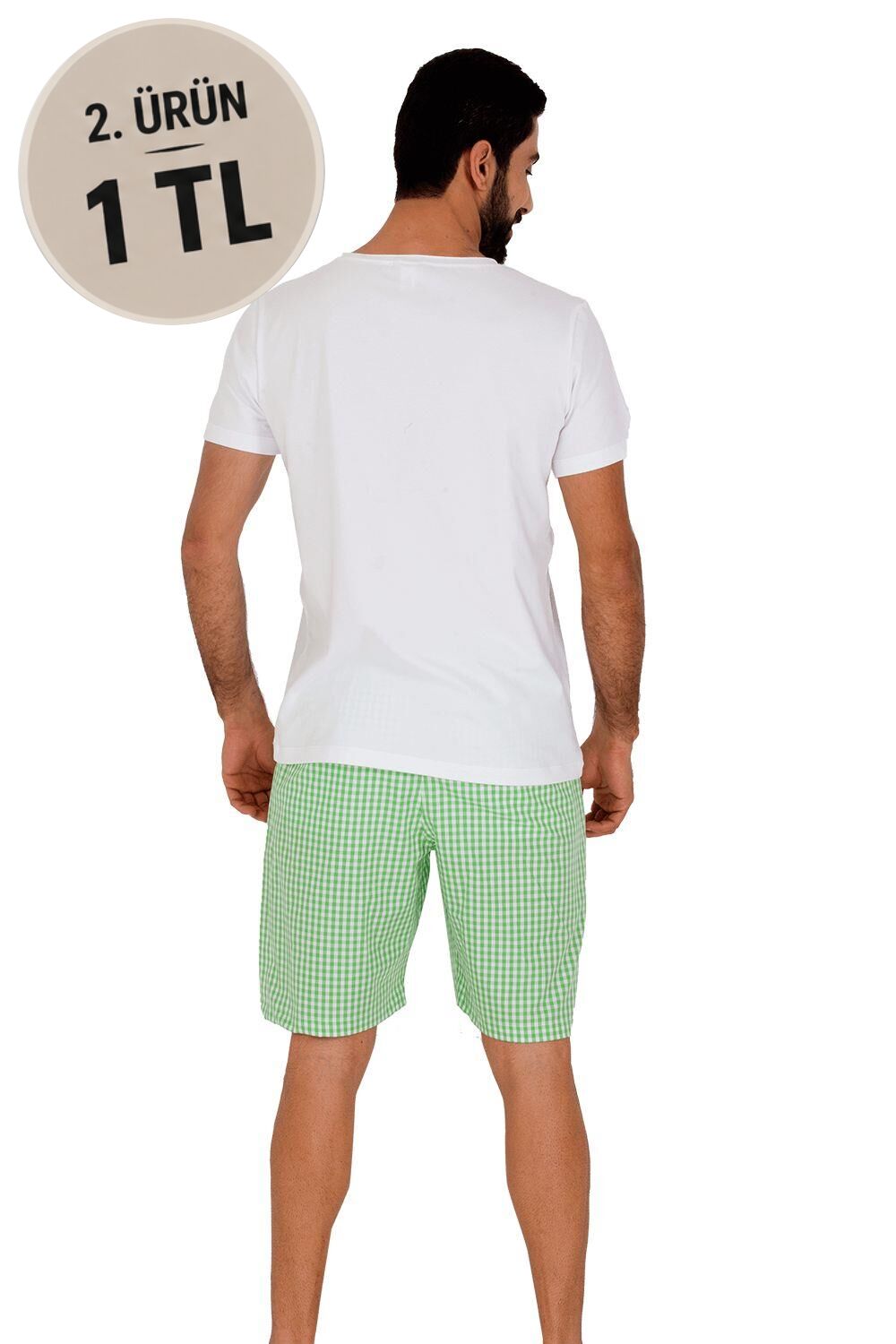 The DON Aile Erkek Poplin Şort-Penye Tişört Takımı Desen 4