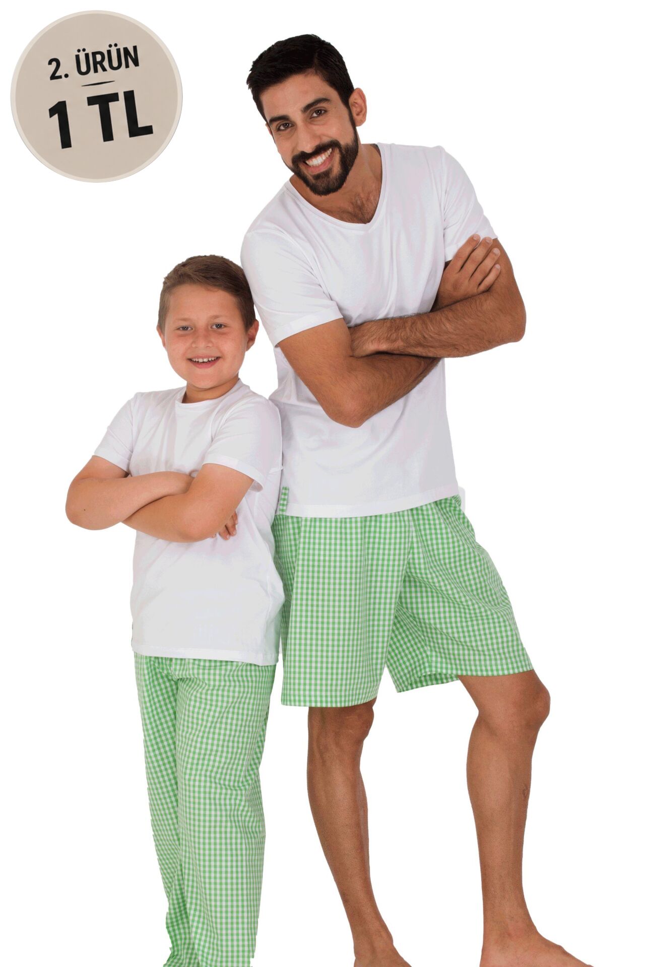 The DON Aile Erkek Poplin Şort-Penye Tişört Takımı Desen 4