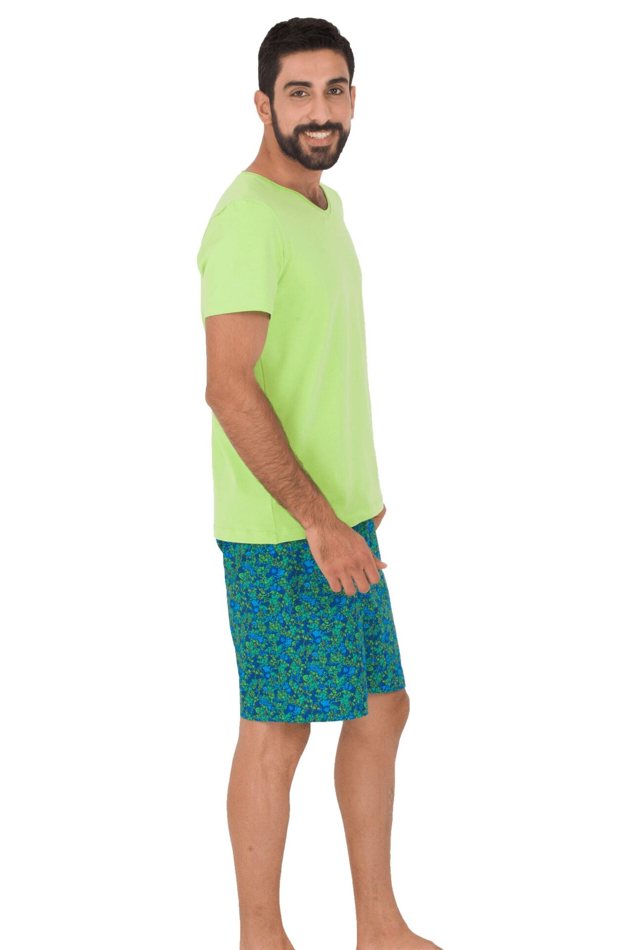 The DON Aile Erkek Poplin Şort-Penye Tişört Takımı Desen 5