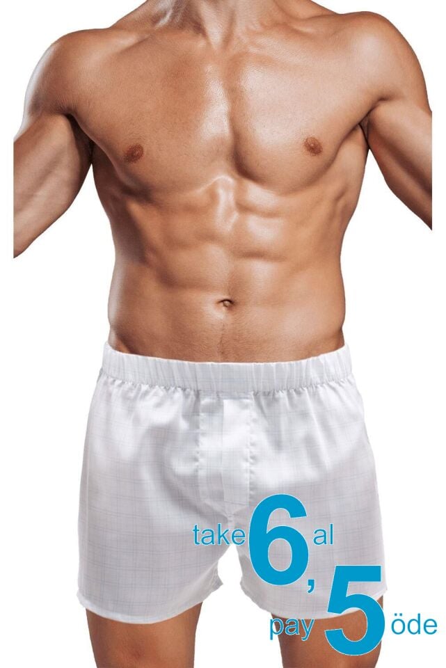 The DON Exclusive Yırtmaçlı Erkek Boxer Beyaz Kesik Çizgili