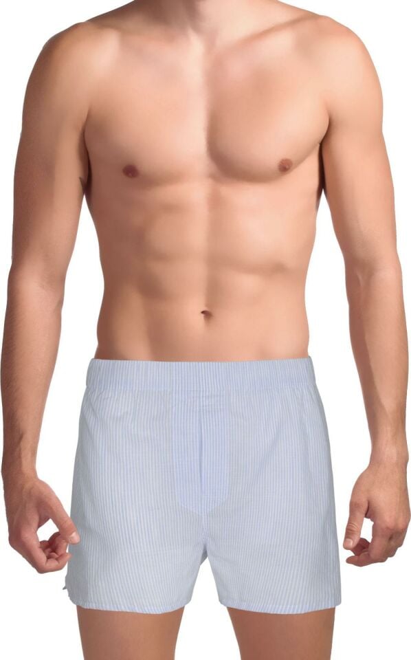 The DON Exclusive Yırtmaçlı Erkek Boxer Nordic Mavi Çizgili