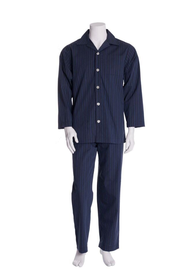 The DON Poplin Erkek Pijama Takımı Gece Yarısı Çizgili