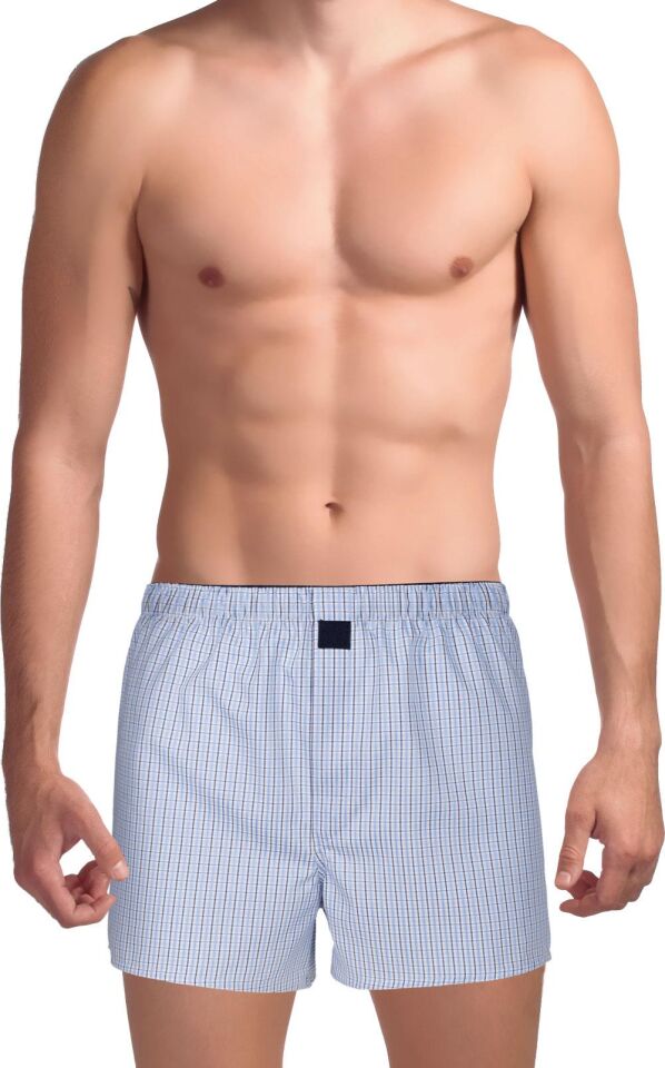 The DON Poplin Erkek Boxer Ege Mavisi Ekose
