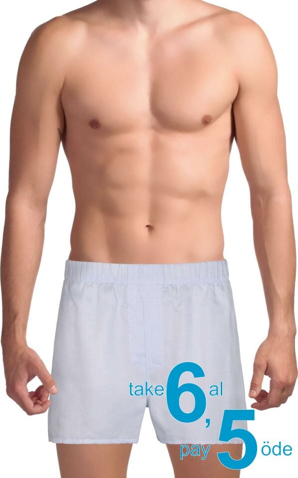 The DON Exclusive Yırtmaçlı Erkek Boxer Kırağı Mavisi Kareli