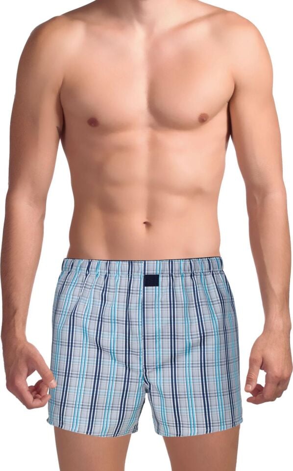 The DON Poplin Erkek Boxer Nehir Taşı Ekose