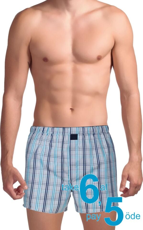 The DON Poplin Erkek Boxer Nehir Taşı Ekose