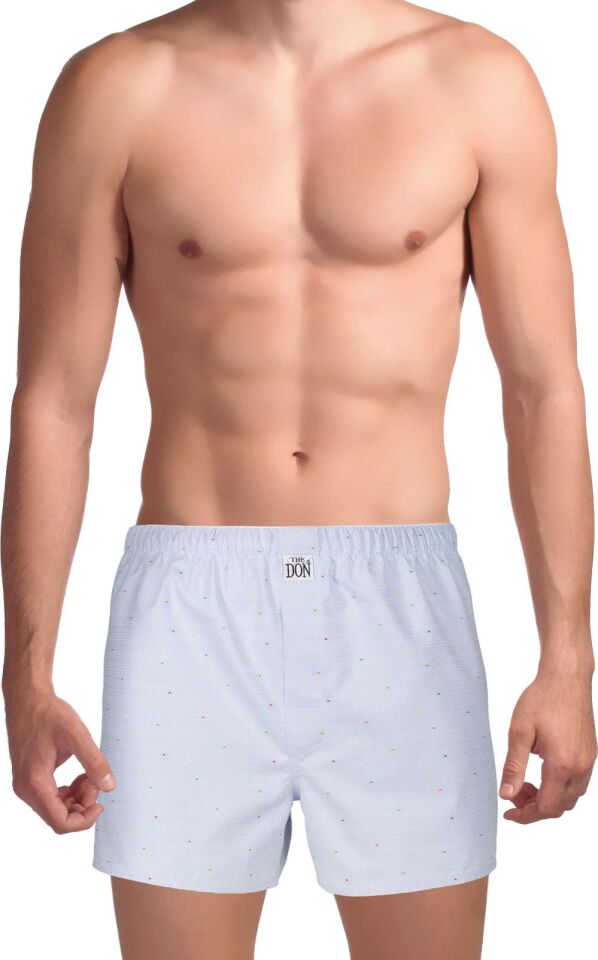 The DON Poplin Erkek Boxer Açık Terrazo Mavisi