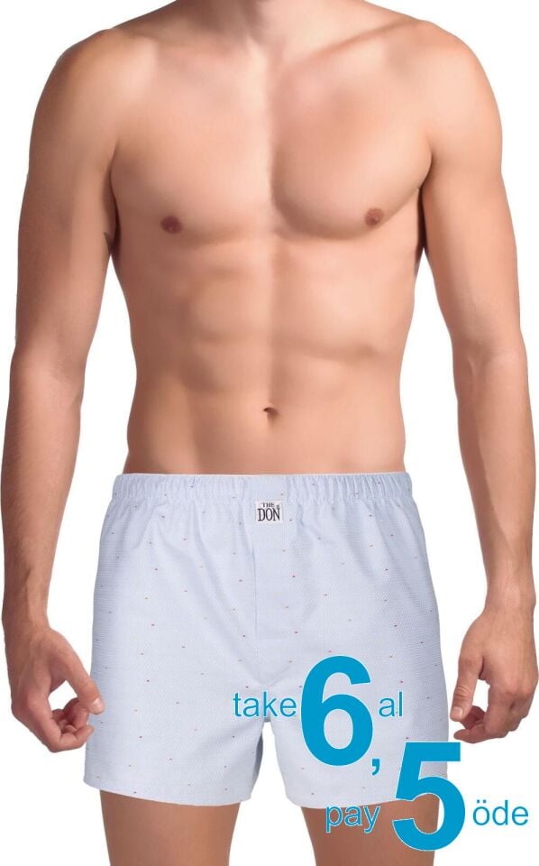The DON Poplin Erkek Boxer Açık Terrazo Mavisi