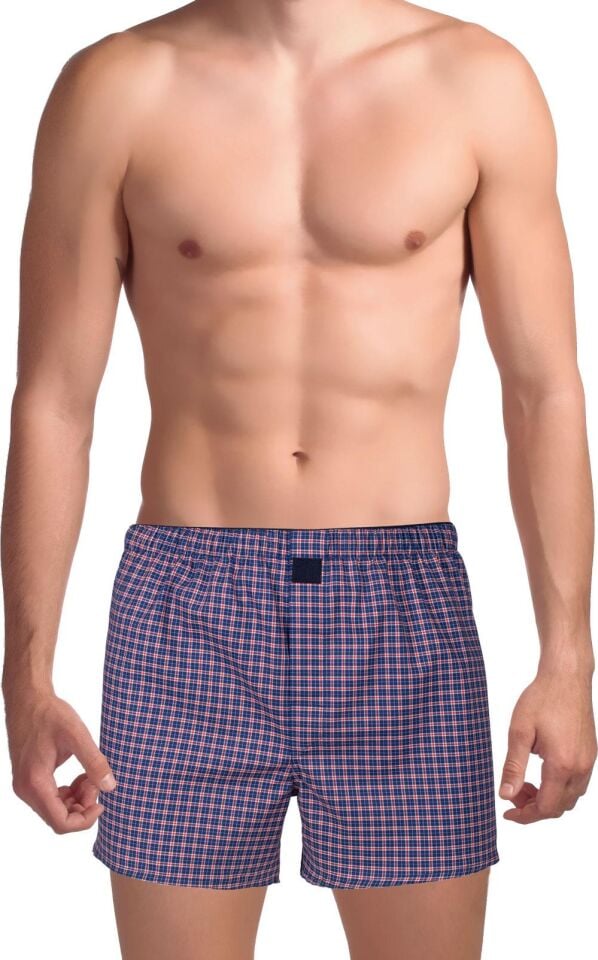 The DON Poplin Erkek Boxer Oduncu Laciverti Ekose