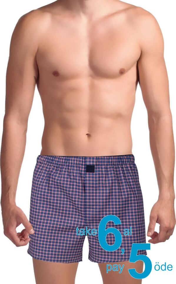 The DON Poplin Erkek Boxer Oduncu Laciverti Ekose