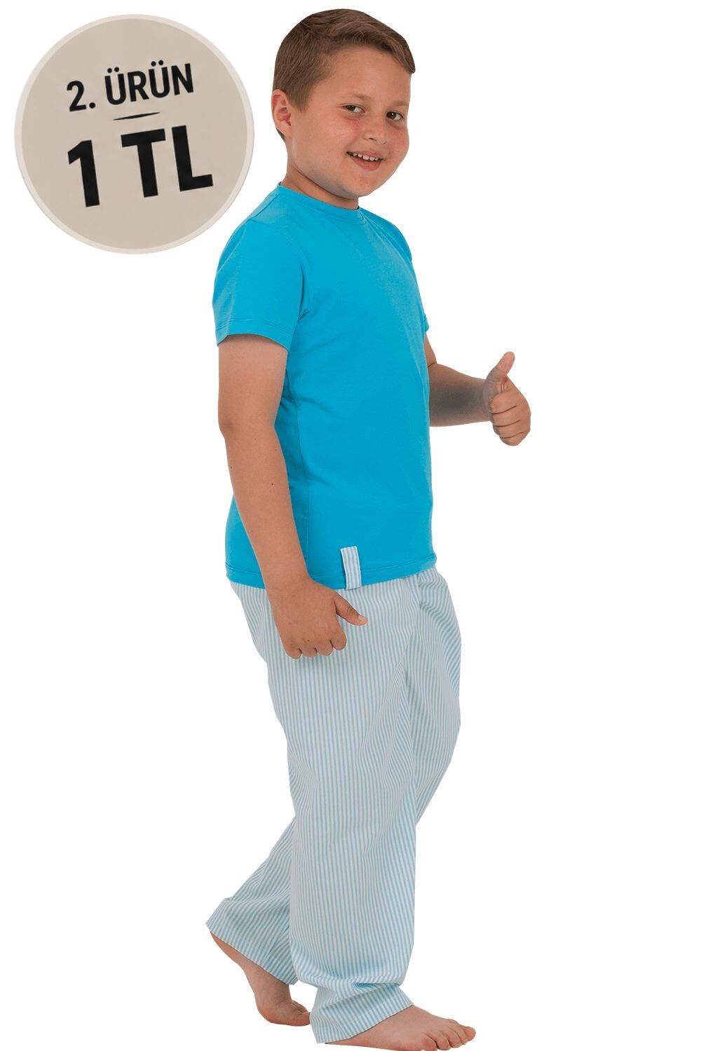 The DON Baba-Oğul Model Erkek Çocuk Yarım Kollu Tişört & Uzun Eşofman Altı Takımı Desen 4