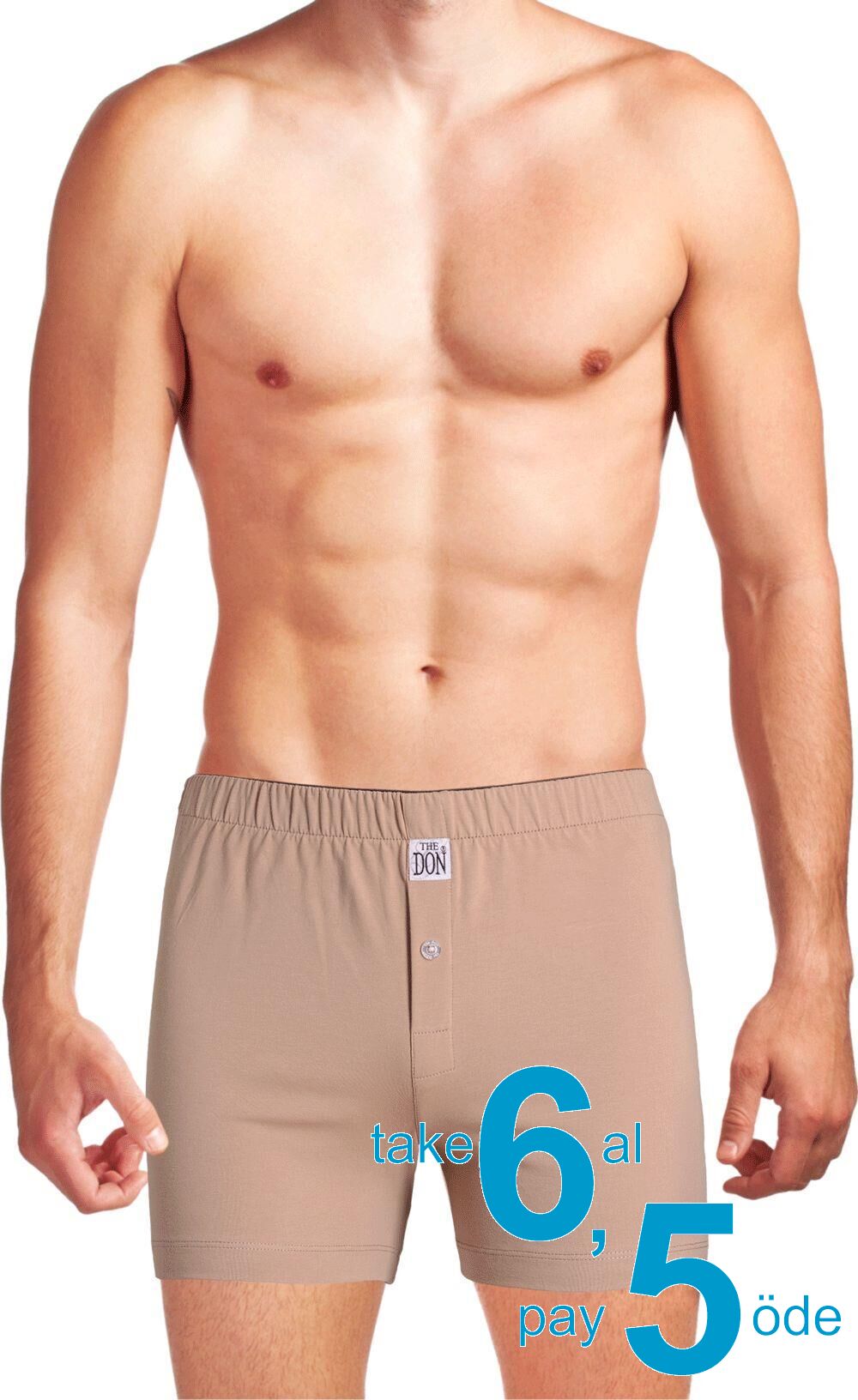 The DON Organik Jersey Penye-Örme Erkek Boxer Bej
