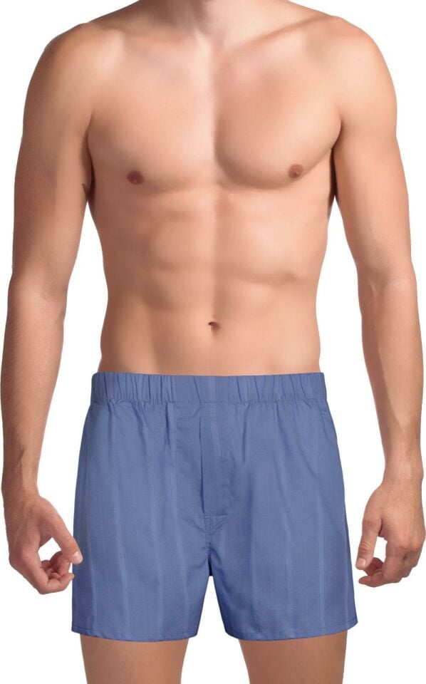 The DON Exclusive Yırtmaçlı Erkek Boxer Pastel Mavi Çizgili