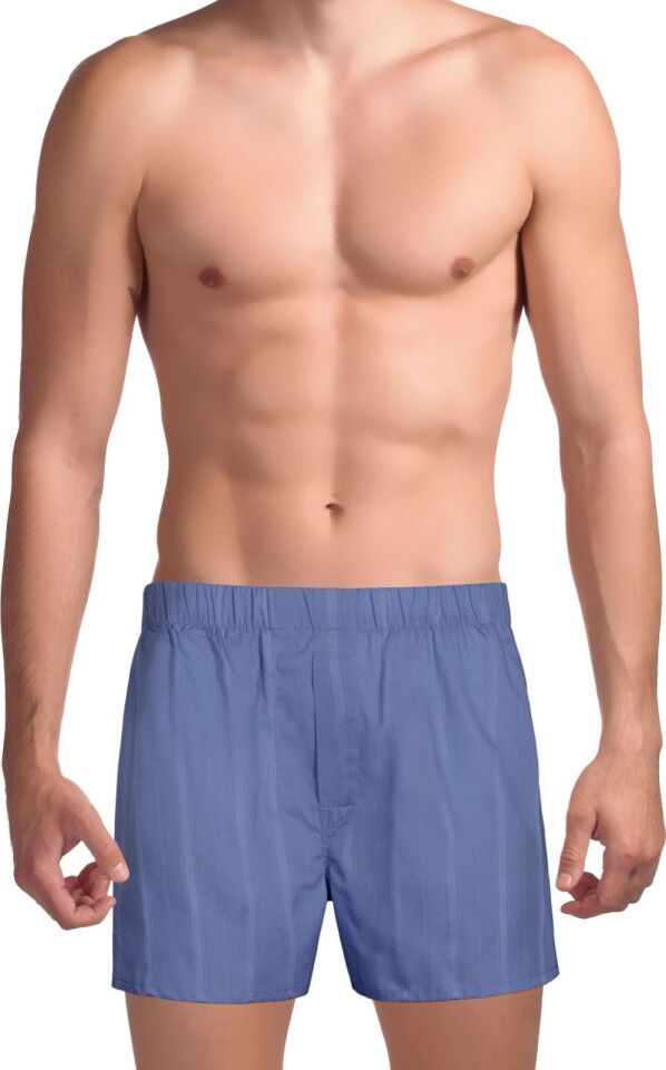 The DON Exclusive Yırtmaçlı Erkek Boxer Pastel Mavi Çizgili
