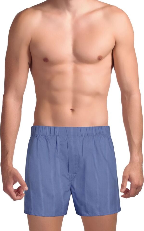 The DON Exclusive Yırtmaçlı Erkek Boxer Pastel Mavi Çizgili