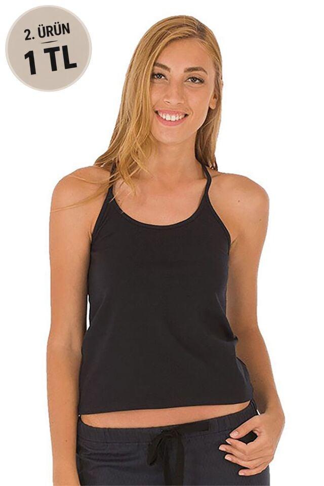 The DON Camisole İp Askılı Kadın Atlet Siyah