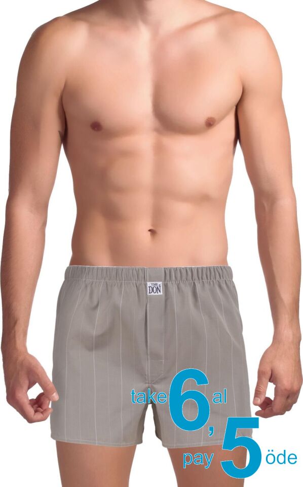 The DON Poplin Erkek Boxer Fildişi Çizgili