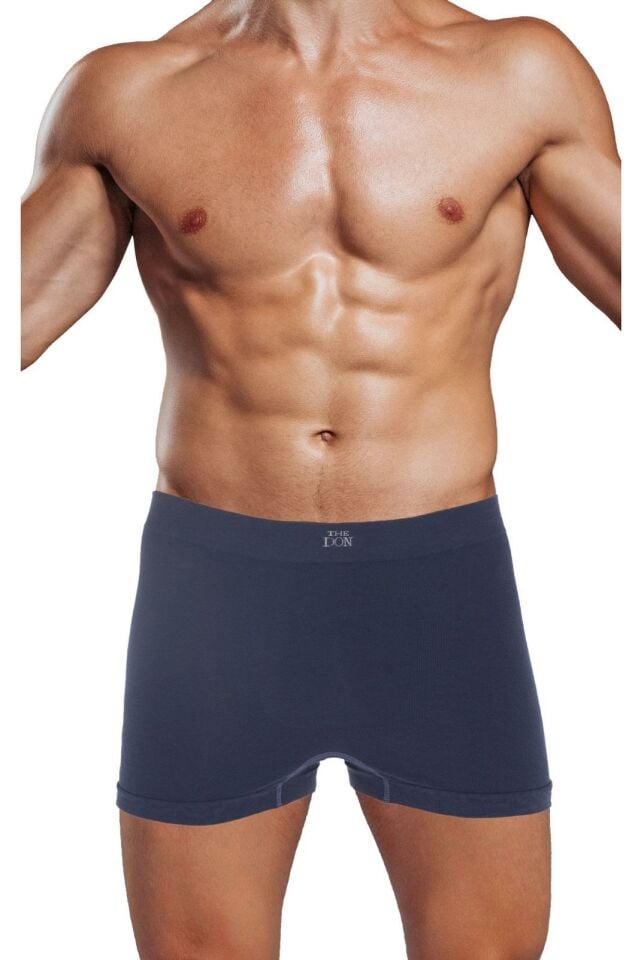The DON Seamless Dikişsiz Erkek Boxer Lacivert Zemin Gri Yazı