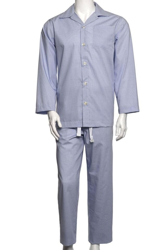 The DON Poplin Erkek Pijama Takımı Açık Mavi-Beyaz Pötikare